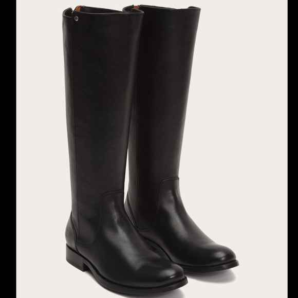 black leather tall boots